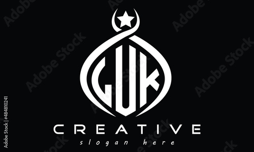 LUK three-letter monogram curved initial logo design, geometric minimalist oval modern creative logo, vector template