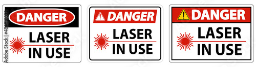 Danger Laser In Use Symbol Sign On White Background