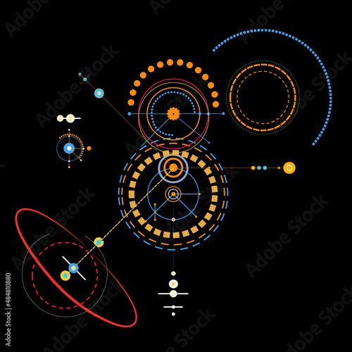 HUD futuristic blue user interface, dashboard display virtual reality technology screen, target. Dashboard data report with blue circle rotation and HUD graph report percentage, Futuristic concept.