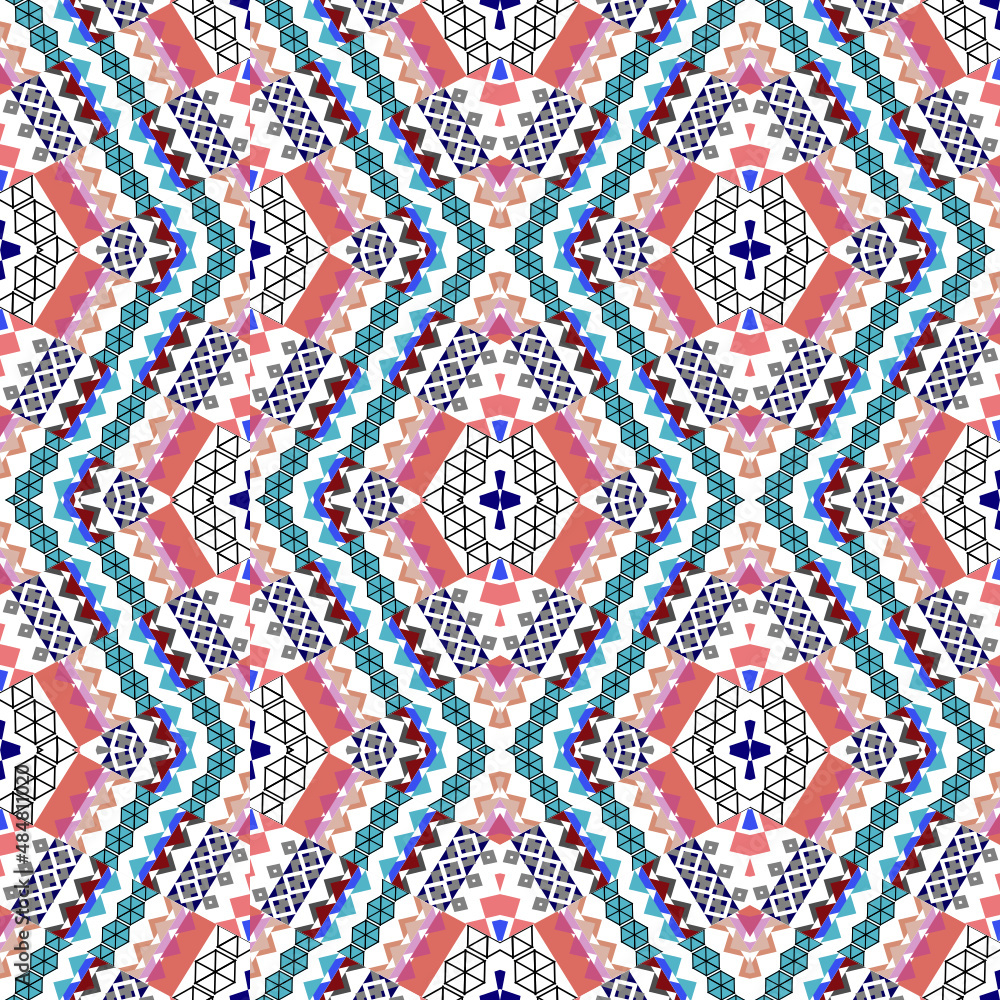 Tribal seamless colorful geometric pattern. Tribal seamless colorful geometric pattern. Ethnic vector texture. Traditional ornament. zigzag geometric pattern. pattern, seamless vector abstract .