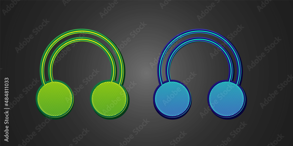 Green and blue Piercing icon isolated on black background. Vector Green and blue Piercing icon isolated on black background. Vector
