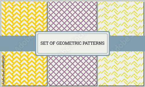 A set of abstract geometric shapes. The color palette is yellow, bright green, lilac. Elegant, simple pattern for fabric, paper, ceramic products.
