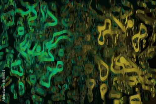 3d abstract background mirror dark fire reflecting light animal faces, masks, kaleidoscope, psychology test. For cards, decor and decoration