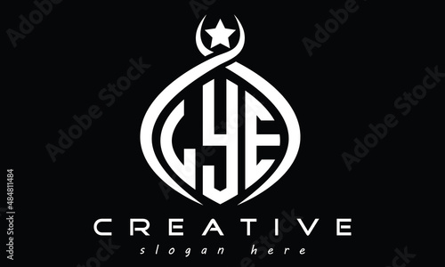 LYE three letters monogram curved initial logo design, geometric oval minimalist modern creative logo, vector template