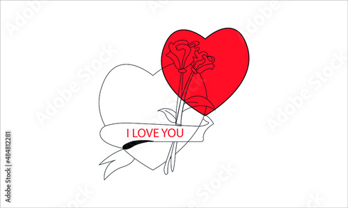 letter love with heart and rose logo vector logo template