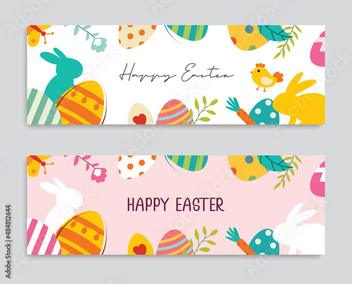 Happy easter egg greeting card background template.Can be used for invitation, ad, wallpaper,flyers, posters, brochure.