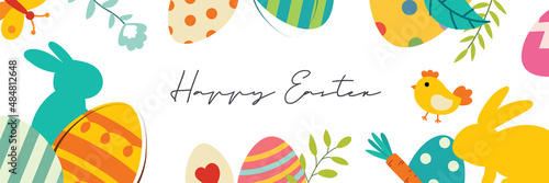 Happy easter egg greeting card background template.Can be used for invitation, ad, wallpaper,flyers, posters, brochure.