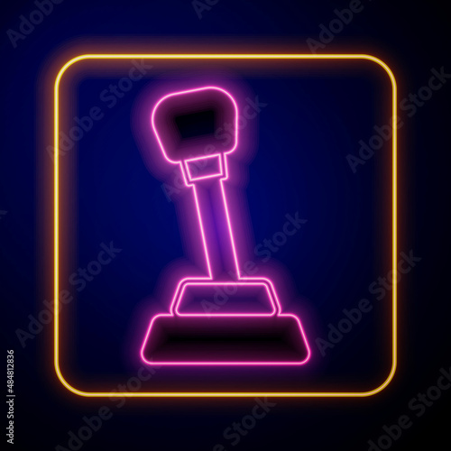 Glowing neon Gear shifter icon isolated on black background. Manual transmission icon. Vector