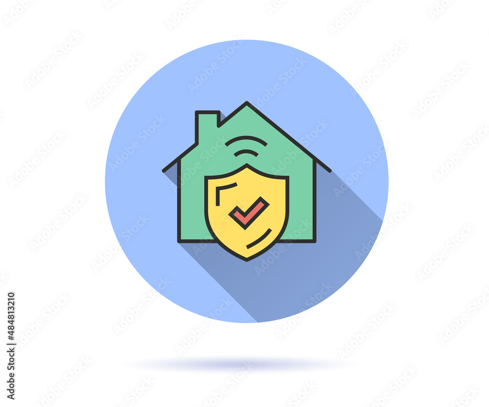 Security home icon with long shadow for graphic and web design. Security home icon with long shadow for graphic and web design.
