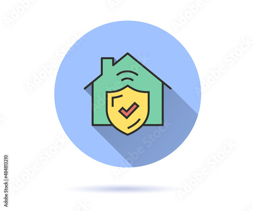 Free Download Security home icon with long shadow for graphic and web design. - GFXLoad
