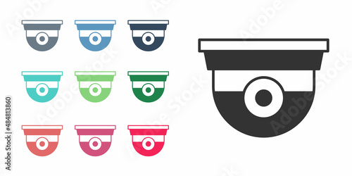 Black Security camera icon isolated on white background. Set icons colorful. Vector