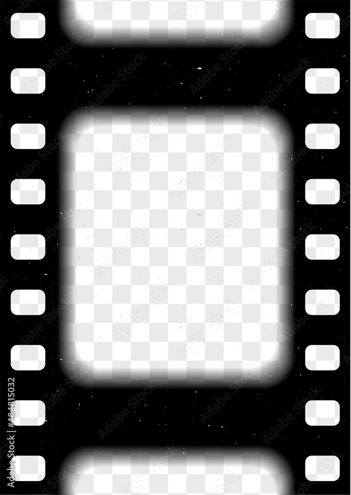 Obraz premium Old frame. Black photographic tape on a transparent background. Film strip negative. Vector illustration.