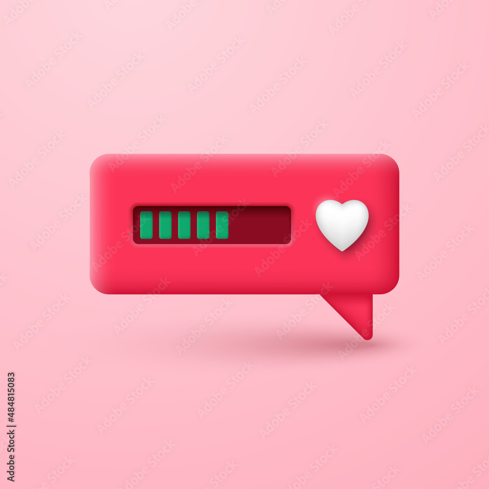 Loading bar on a message bubble with a heart. Waiting for a declaration of love. Loading bar on a message bubble with a heart. Waiting for a declaration of love.