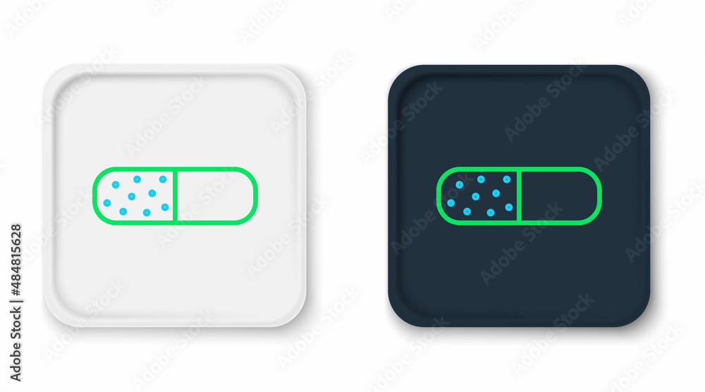 Line Vitamin complex of pill capsule icon isolated on white background. Healthy lifestyle. Colorful outline concept. Vector Line Vitamin complex of pill capsule icon isolated on white background. Healthy lifestyle. Colorful outline concept. Vector