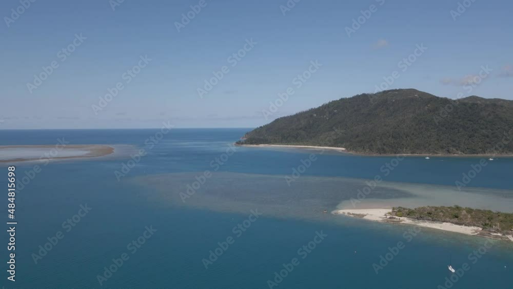 Panorama Of Calm Blue Sea And Whitsunday Islands In Queensland, Australia. - aerial Panorama Of Calm Blue Sea And Whitsunday Islands In Queensland, Australia. - aerial
