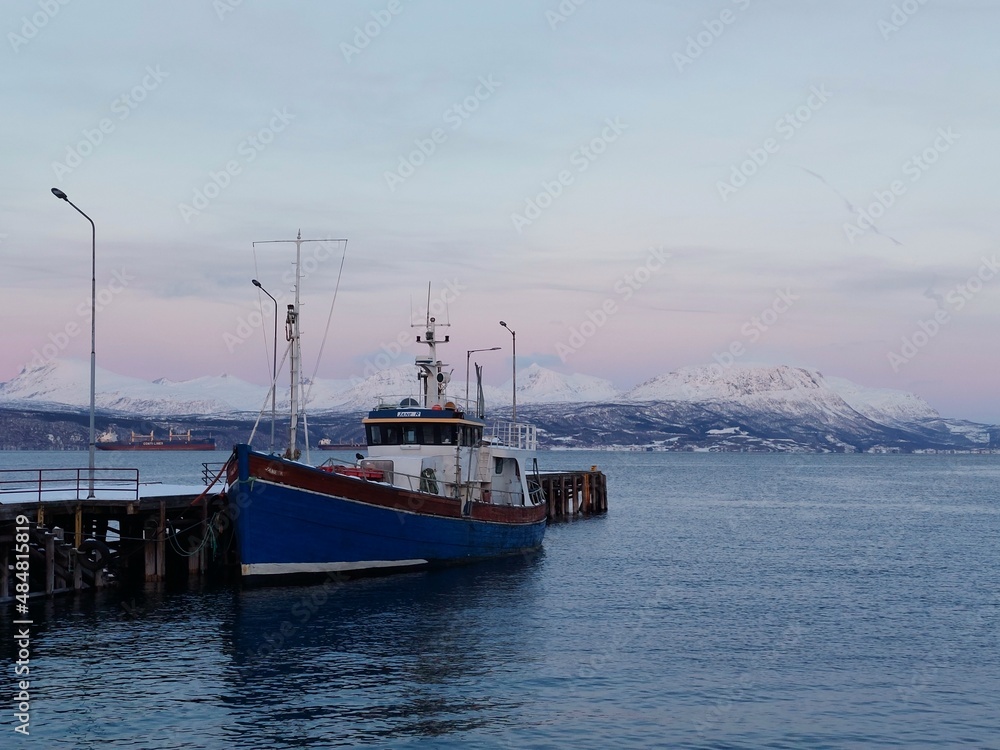 Moored ship in Norway Moored ship in Norway