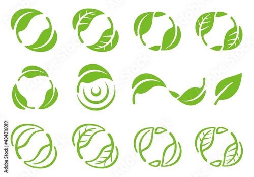 葉っぱ　葉　アイコン　イラストセット