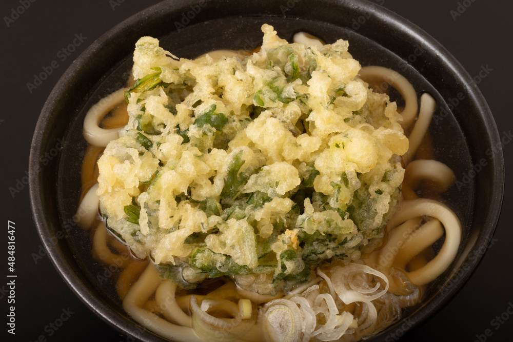 春菊 かき揚げうどん 春菊 かき揚げうどん