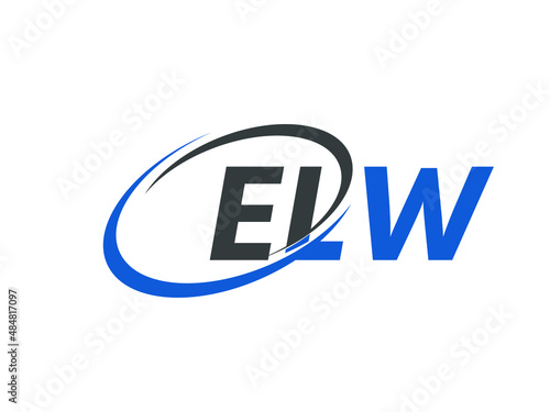 ELW letter creative modern elegant swoosh logo design photo