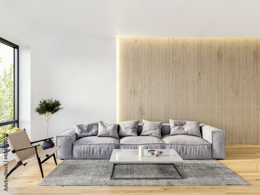 Modern Italian interior design living room with white walls and ...