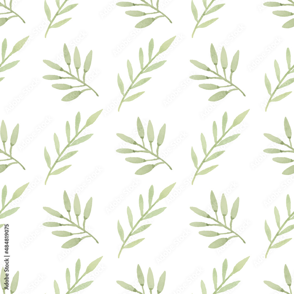 Watercolor leaf seamless pattern