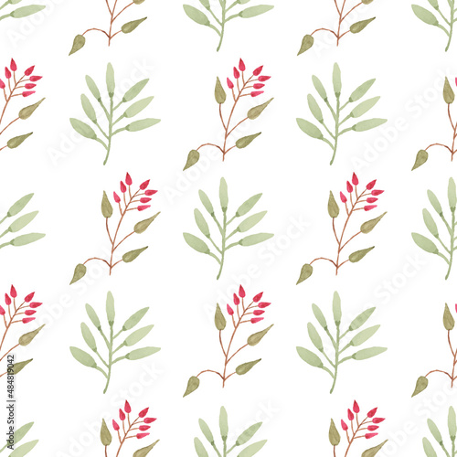 Watercolor leaf seamless pattern