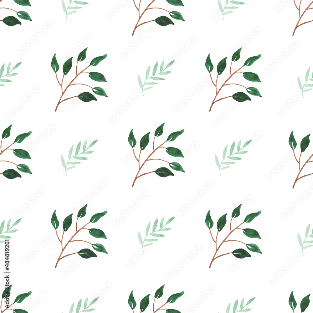 Watercolor leaf seamless pattern Watercolor leaf seamless pattern