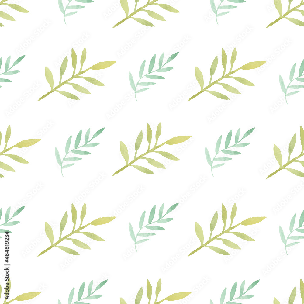 Naklejka premium Watercolor leaf seamless pattern