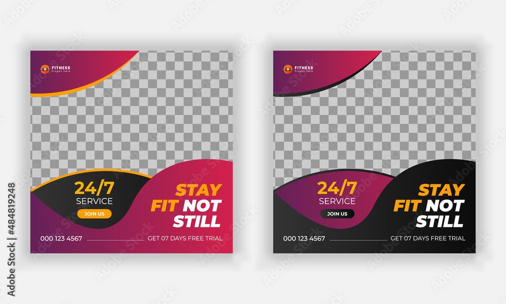 modern creative social media post and web template bundle for gym and fitness. modern creative social media post and web template bundle for gym and fitness.
