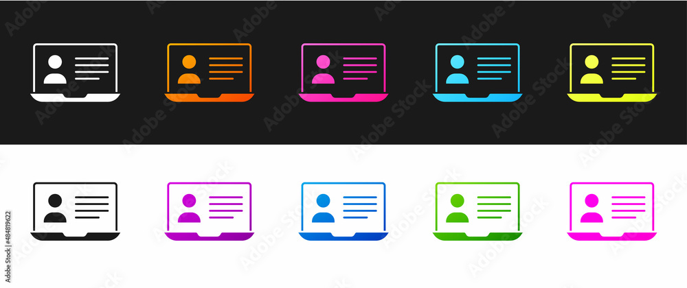 Set Online class icon isolated on black and white background. Online education concept. Vector Set Online class icon isolated on black and white background. Online education concept. Vector