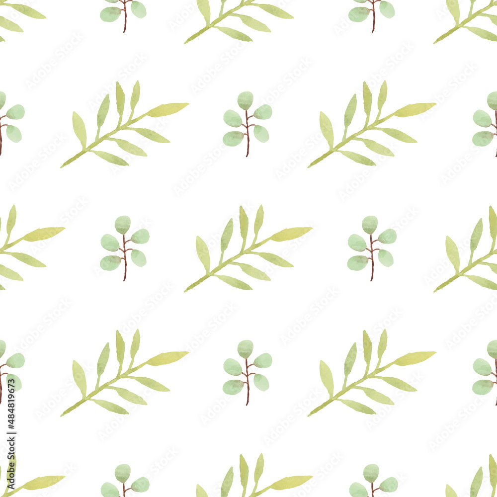 Watercolor leaf seamless pattern Watercolor leaf seamless pattern
