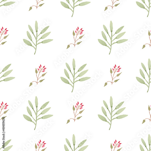 Watercolor leaf seamless pattern