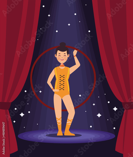 circus dancer with hula hoop