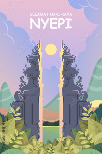 Bali's Day Of Silence And Hindu New Year Vector Illustration fit for Poster Banner and Template, Indonesain Bali's Nyepi Day photo