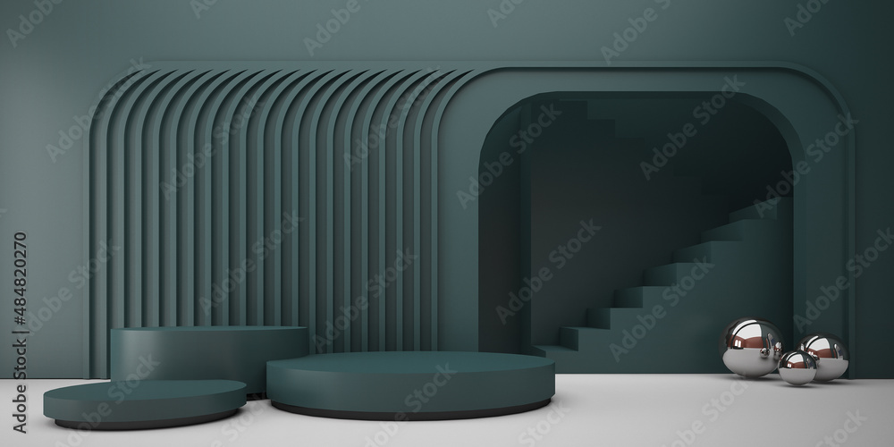 3D Rendering repeatition of curve lines makes space for product background 3D Rendering repeatition of curve lines makes space for product background