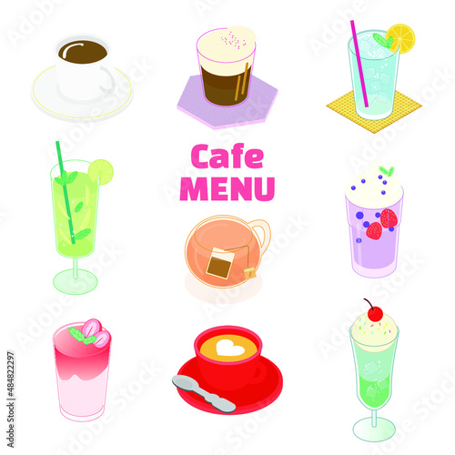 Cafe menu Mojito coffee latte
