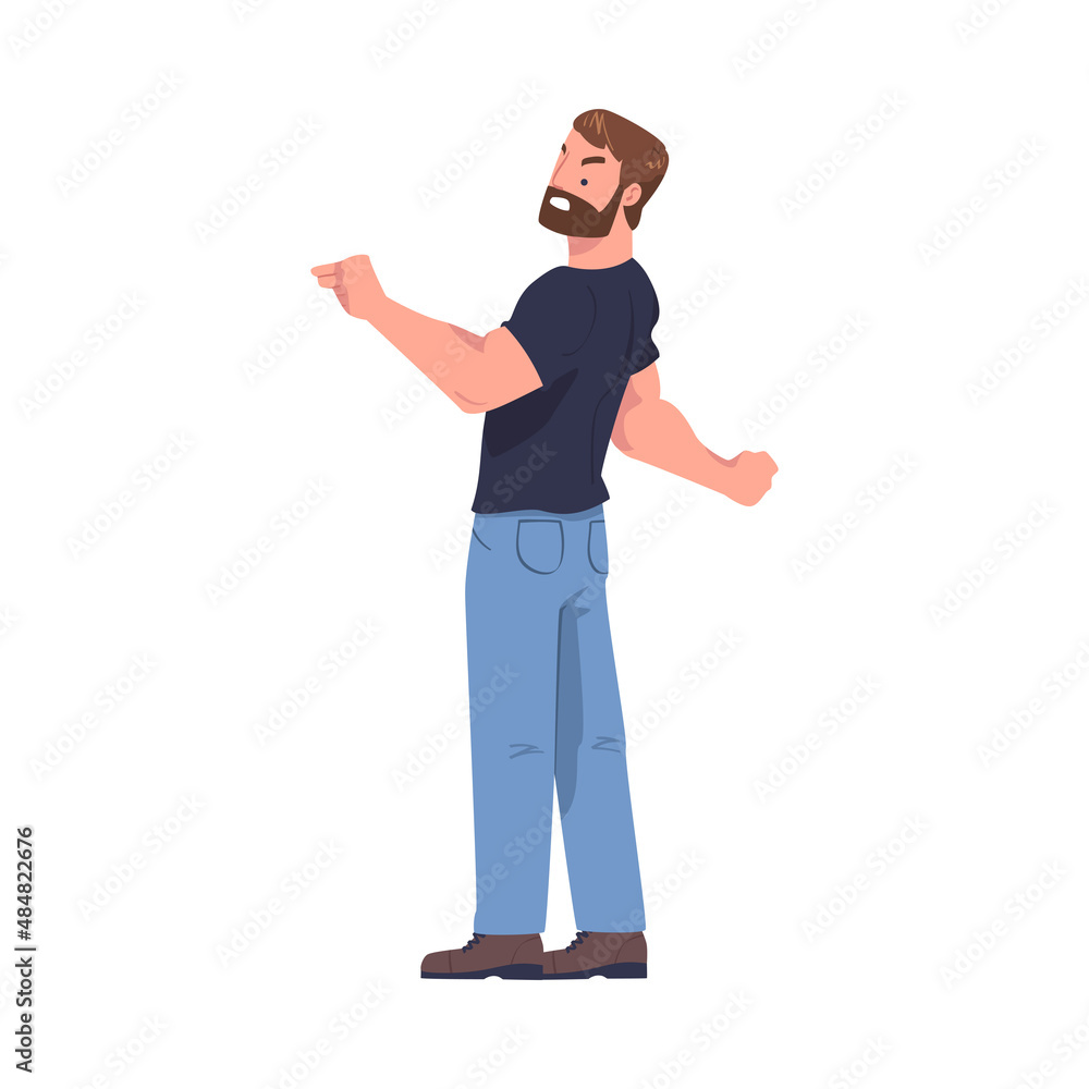 Man Aggressor with Fist Abusing and Insulting Weak Vector Illustration Man Aggressor with Fist Abusing and Insulting Weak Vector Illustration