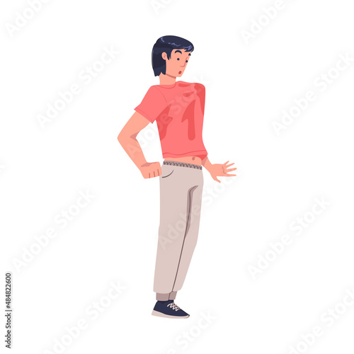 Man Drawing Back in Fear Suffering from Abuse and Bullying Vector Illustration