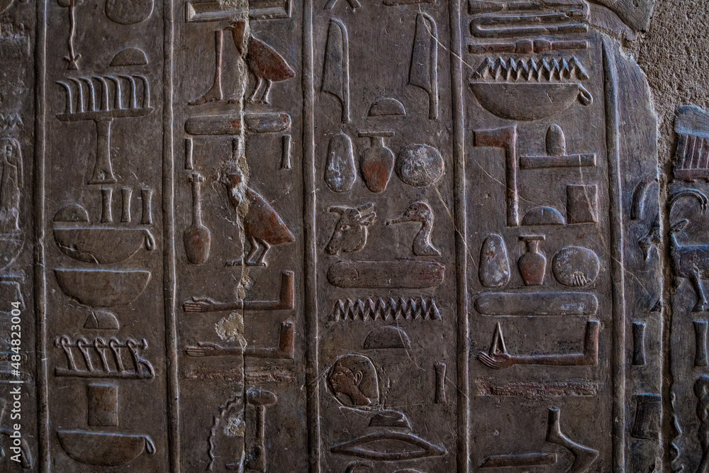 Egyptian hieroglyphic script used by ancient Egyptians to represent their language.