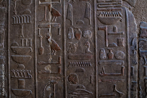 Obraz na płótnie Egyptian hieroglyphic script used by ancient Egyptians to represent their language. w salonie