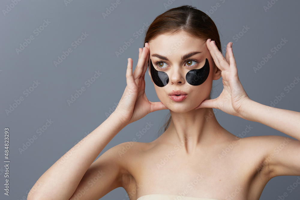 portrait woman skin care anti wrinkle eye patches close-up Lifestyle portrait woman skin care anti wrinkle eye patches close-up Lifestyle