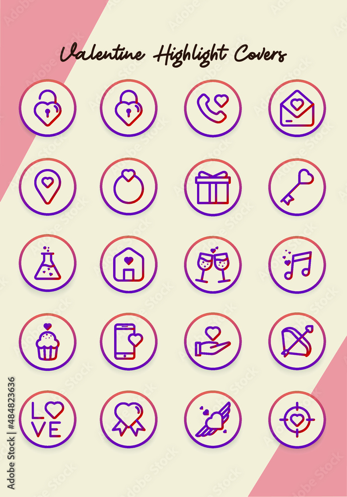 Valentine Icon Set Highlight Covers Valentine Icon Set Highlight Covers