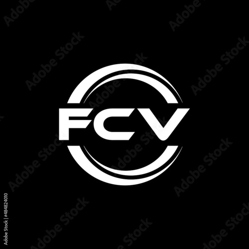 FCV letter logo design with black background in illustrator, vector logo modern alphabet font overlap style. calligraphy designs for logo, Poster, Invitation, etc.