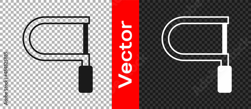 Black Hacksaw icon isolated on transparent background. Metal saw for wood and metal. Vector