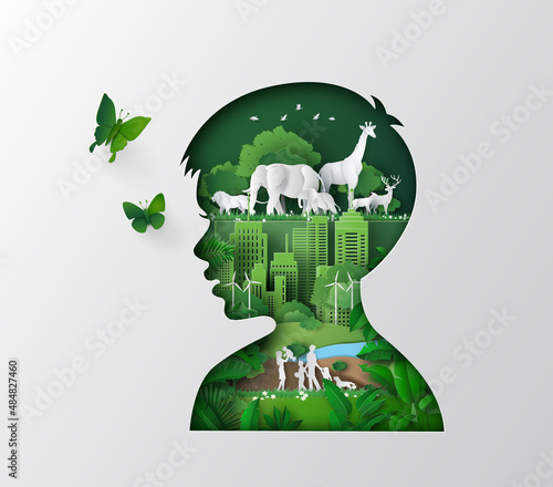  Eco Nature in Human Silhouette