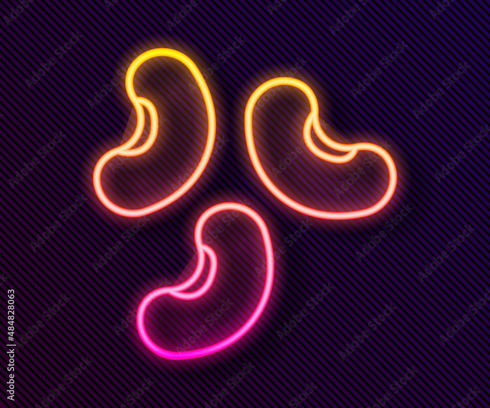 Glowing neon line Beans icon isolated on black background. Vector Glowing neon line Beans icon isolated on black background. Vector