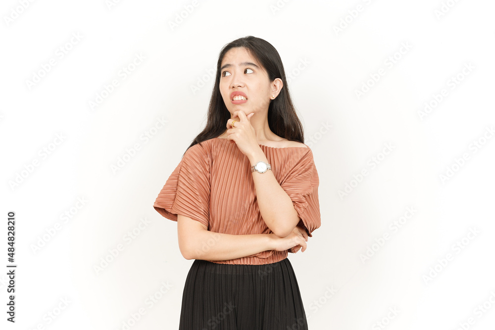 Thinking and Curious Of Beautiful Asian Woman Isolated On White Background Thinking and Curious Of Beautiful Asian Woman Isolated On White Background