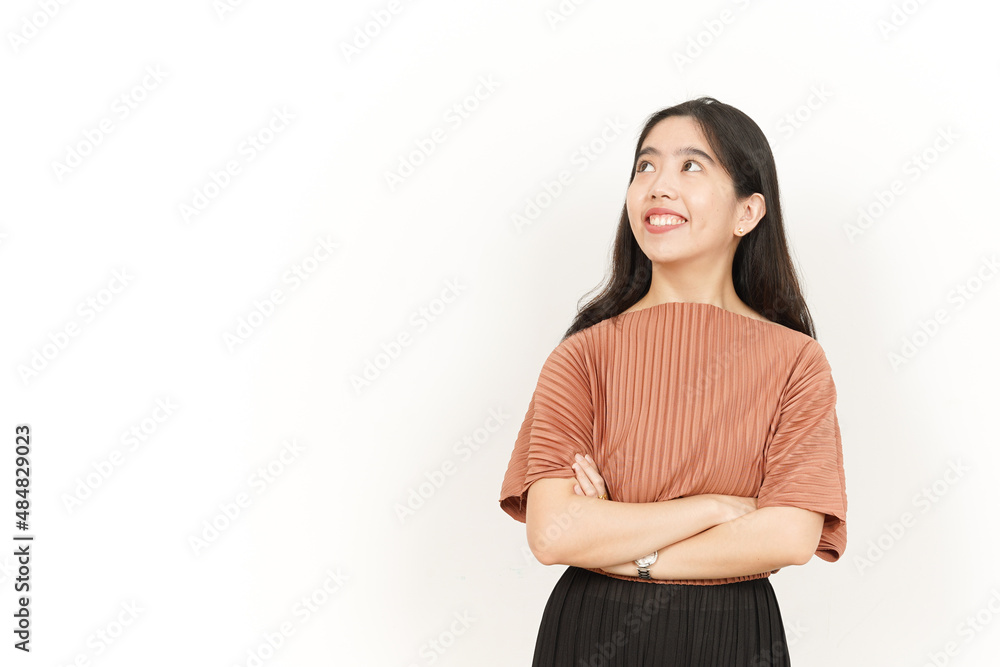 Thinking and Curious Of Beautiful Asian Woman Isolated On White Background Thinking and Curious Of Beautiful Asian Woman Isolated On White Background