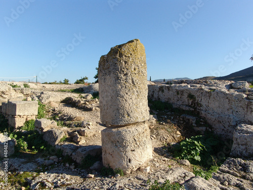 Coloumn in the acropolis of Corinth Greece photo