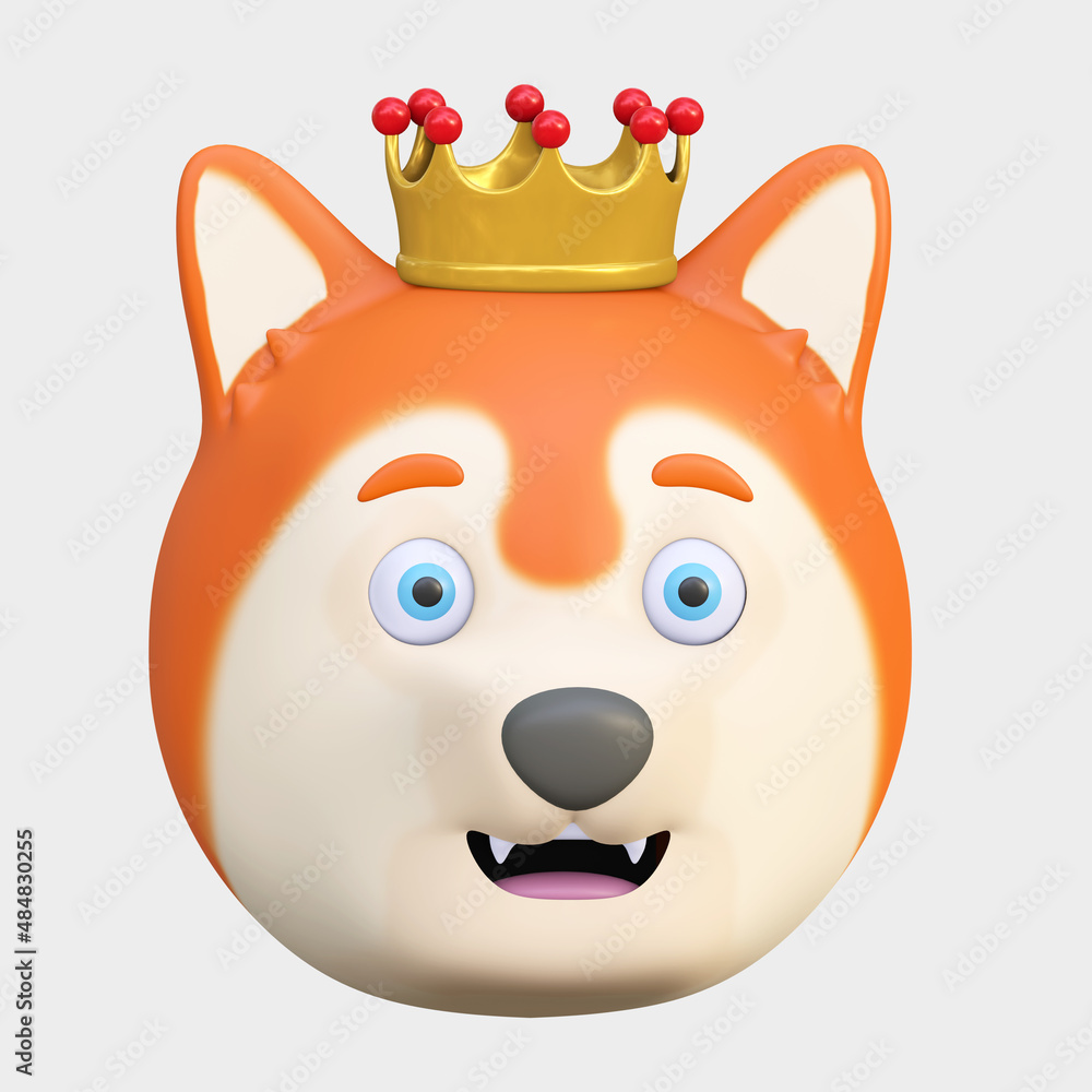 cute dog wearing king crown emoticon cartoon 3d render illustration cute dog wearing king crown emoticon cartoon 3d render illustration